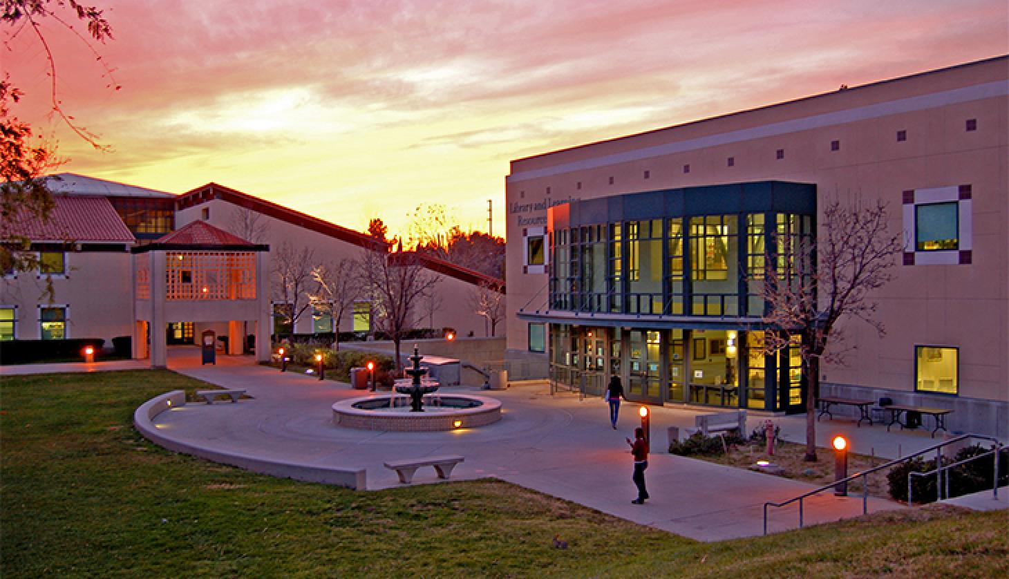 The Learning Resource Center & Library at sunset